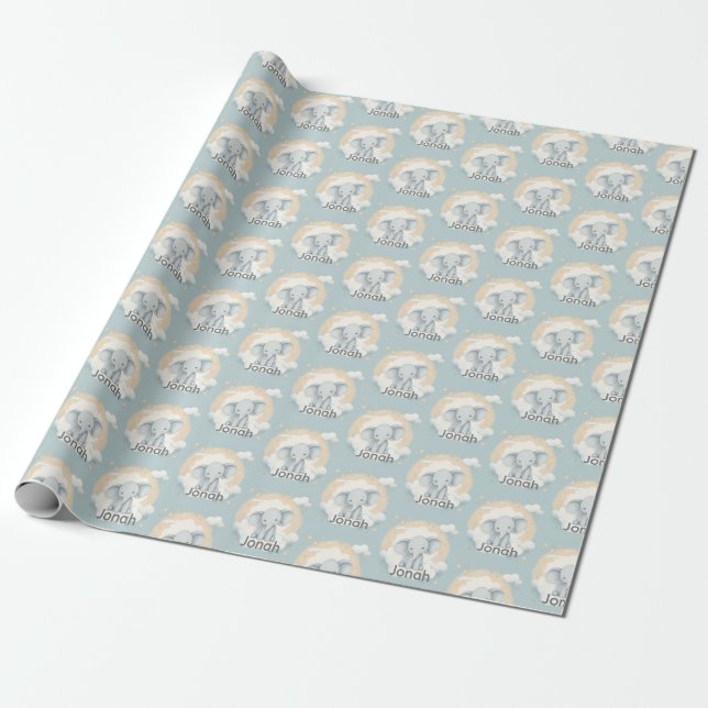 Pojke Elephant Anpassade Wrapping Papper Presentpapper (Utrullad)