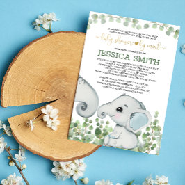 Pojke Elephant Baby Shower by Mail Inbjudningar