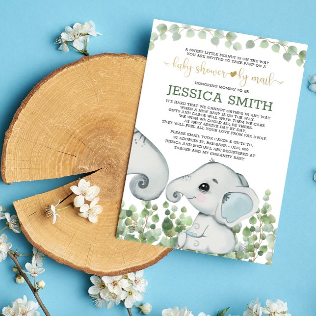 Pojke Elephant Baby Shower by Mail Inbjudningar (Skapare uppladdad)