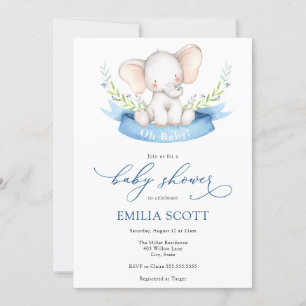 Pojke Elephant Baby Shower Inbjudningar