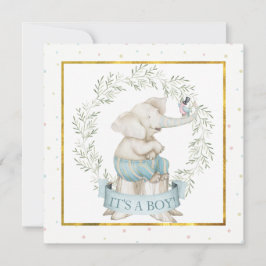 Pojke Elephant Baby Shower Inbjudningar