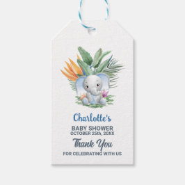 Pojke Elephant Baby Shower Tack Presentetikett