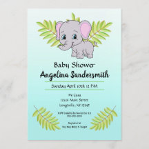 Pojke Elephant Blue Ombre Cute Baby Shower