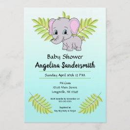 Pojke Elephant Blue Ombre Cute Baby Shower Inbjudningar