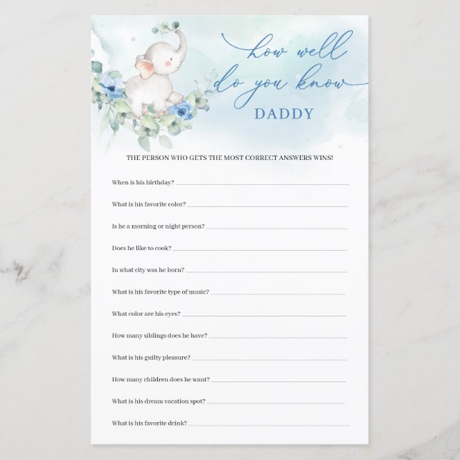 Pojke Elephant Hur bra vet du att pappa (Framsida)