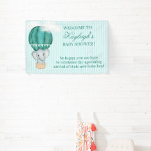 Pojke Elephant in Luftballong Baby Shower