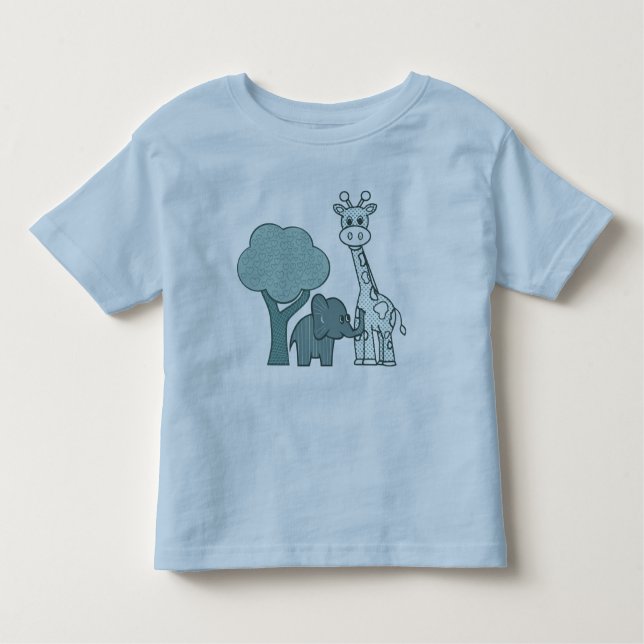 Pojke Elephant och Giraffe T Shirt (Framsida)