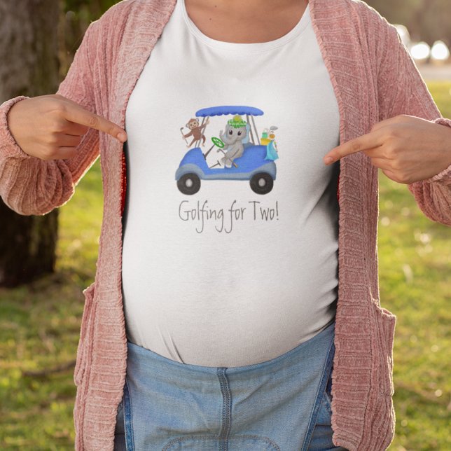 Pojke Elephant och Monkey Golfing för två T Shirt (Golf Duo Tees Up: Adorable attire for the Mommy-to-Be with future golfer vibes!)