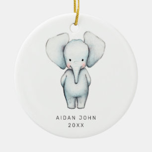 Pojke Elephant Personlig Cute Anpassningsbar Julgransprydnad Keramik