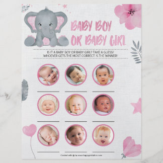 Pojke eller Flicka [Baby elefant [Rosa] Brevhuvud