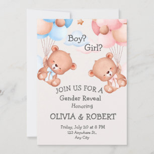 Pojke eller flicka. Gender för visning/babydusch Inbjudningar