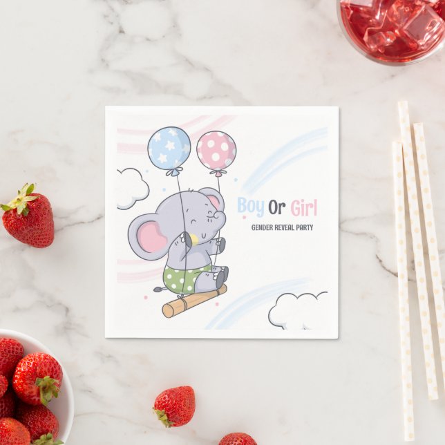Pojke eller flicka Söt elefant könsbestämning  Pappersservett (Insitu)