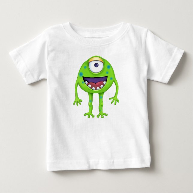 Pojke eller flicka t-shirt - Grön monster (Framsida)