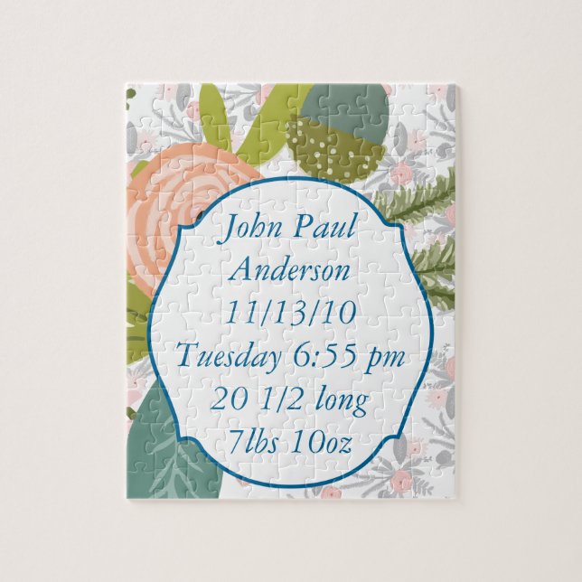 Pojke eller Girl Gender Neutral Baby Stats Pussel (Vertikal)