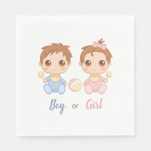 pojke eller Girl Gender Reveal Party Pappersservett
