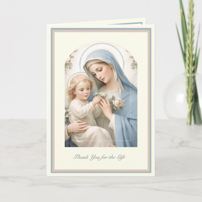 Pojke eller Girl Religiösa Catholique Tack Kort (Framsida)