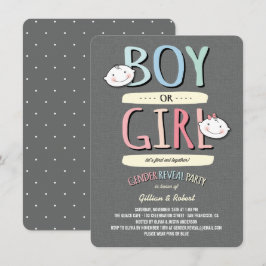 Pojke eller Girl Rosa Blue Gender Reveal Party Inbjudningar