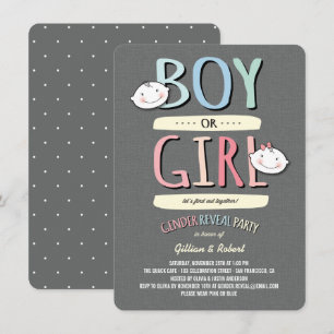 Pojke eller Girl Rosa Blue Gender Reveal Party Inbjudningar