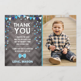 Pojke en marinblåa Bowtie för födelsedagtackkort Tack Kort