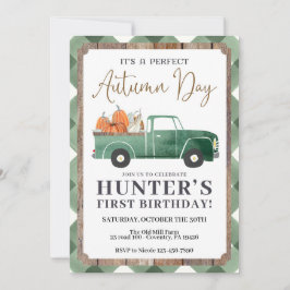 Pojke Fall Birthday bjudande, FALL First Birthday Meddelande