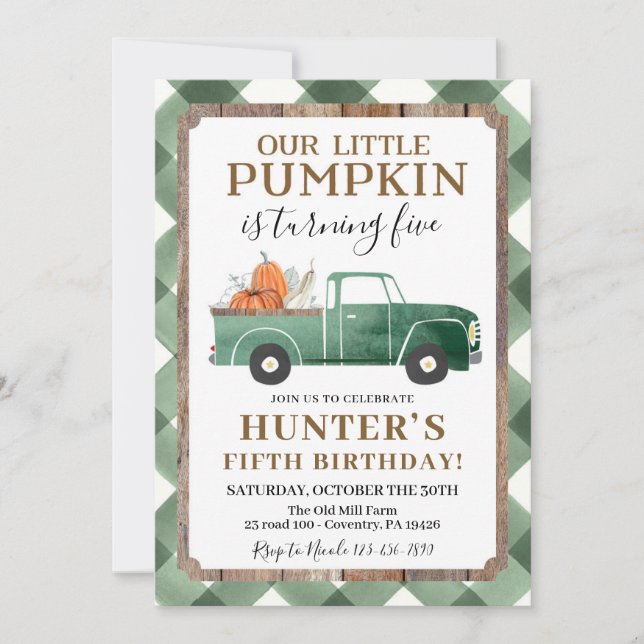 Pojke Fall Birthday-inbjudan oavsett ålder Inbjudningar (Framsida)