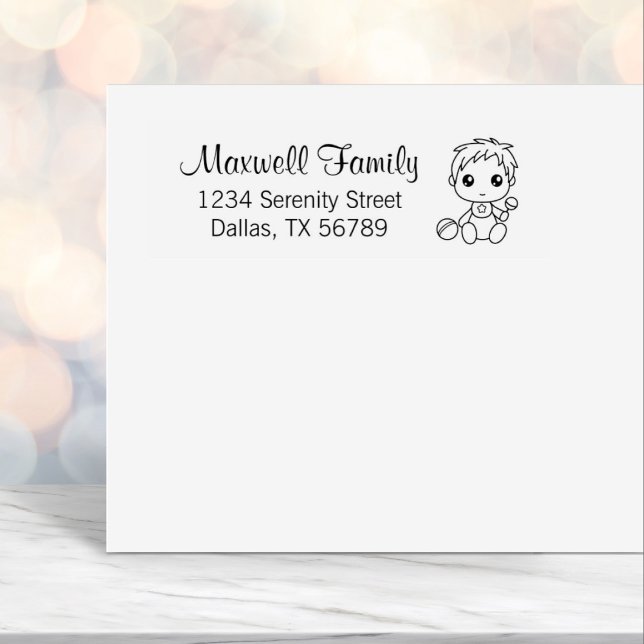 Pojke-familjen Adress Självfärgande Stämpel (Skapare uppladdad)