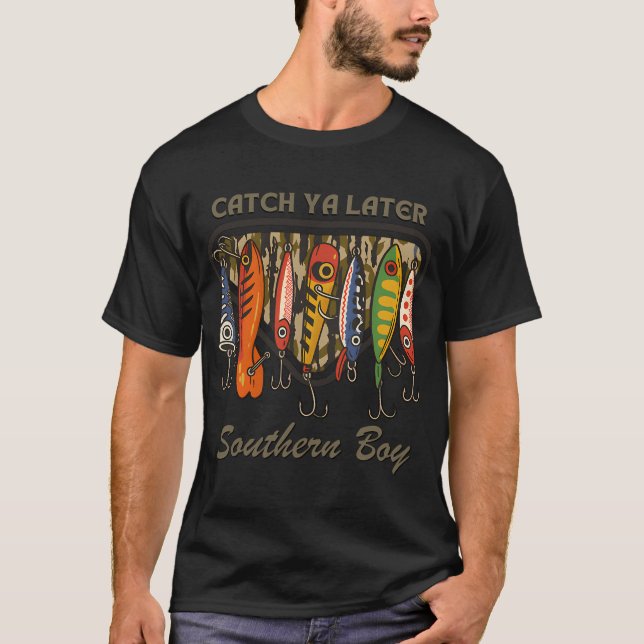 Pojke fångar fisk t shirt (Framsida)