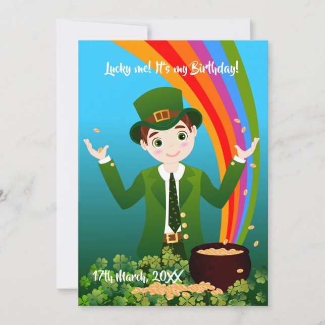 Pojke firade födelsedagen på St. Patrick's Day Inbjudningar (Framsida)