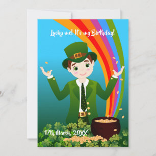 Pojke firade födelsedagen på St. Patrick's Day Inbjudningar