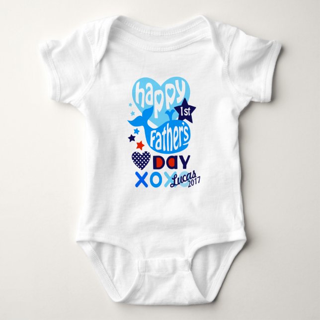 Pojke First Fars dag Whale Shirt Tee Shirt (Framsida)