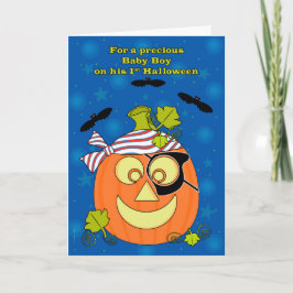 Pojke First Halloween Pumpkin Pirat och Fladdermus Kort