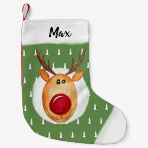 Pojke First jul Rudolph Träd med Namn Liten Julstrumpa