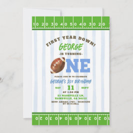 Pojke First Year Touch Down Football First Birthda Inbjudningar
