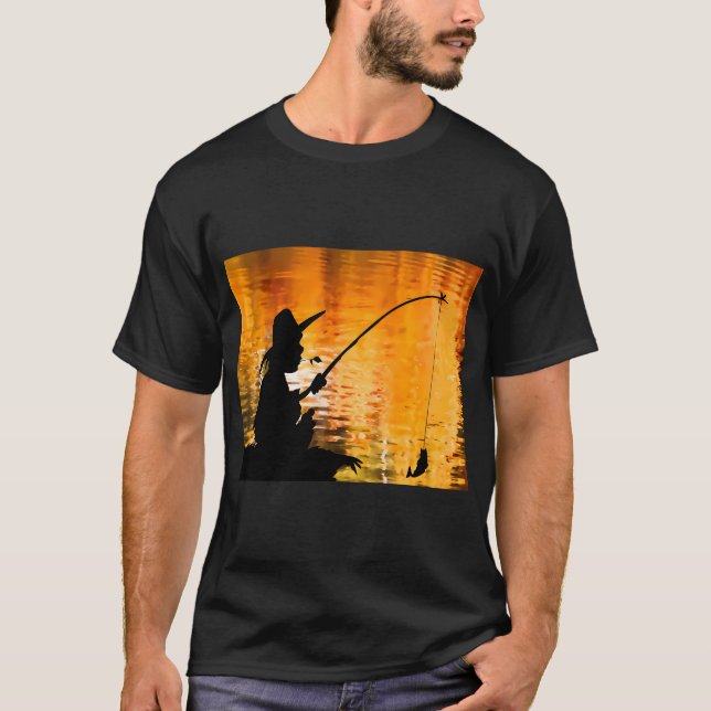 Pojke fiskar på brygga t shirt (Framsida)