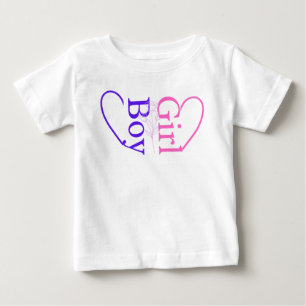 Pojke Flicka Hjärta Bebis Tvilling Köns Avslöjan T Shirt