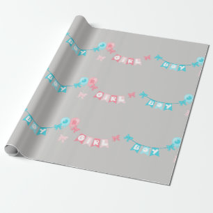Pojke Flicka Rosa Blå Banner Köns Avslöjande Fest Presentpapper