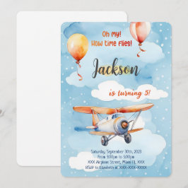 Pojke Flygplan Födelsedagsfest Inbjudningar