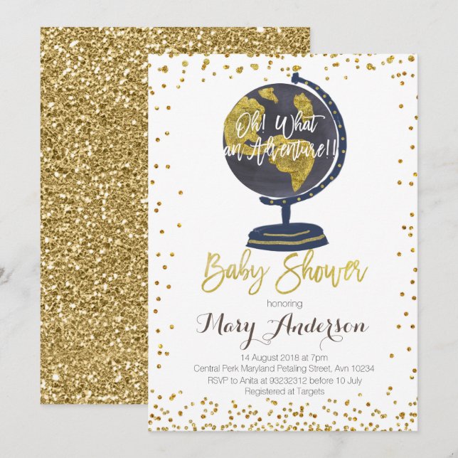 Pojke för äventyrbaby showerinbjudan inbjudningar (Fram/baksida)