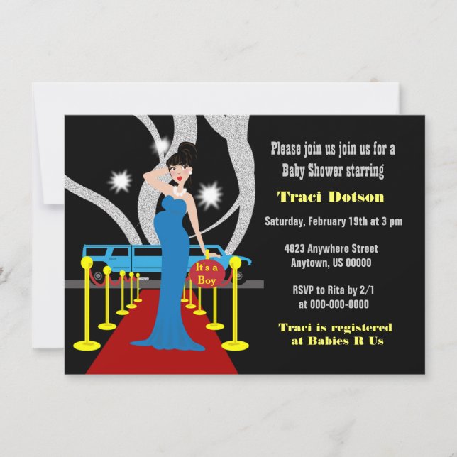 Pojke för Hollywood baby showerinbjudan Inbjudningar (Framsida)