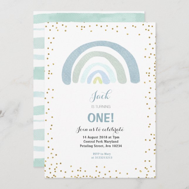 Pojke för inbjudan för födelsedag för (Fram/baksida)