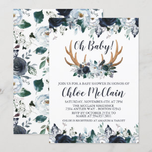 Pojke för inbjudan för marinBoho baby shower