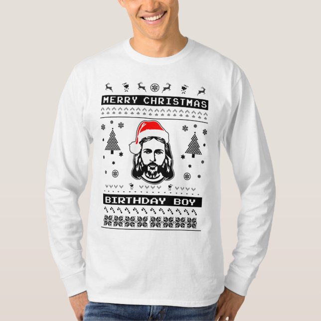Pojke för Jesus ful juldagenfödelsedag T Shirt (Framsida)