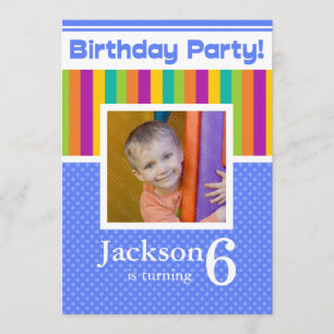pojke för neon för 6efödelsedagsfest inbjudan