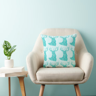 Pojke Forest Nursery Hjort Mint Aqua Mönster Kudde