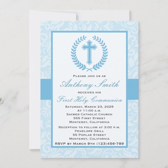 Pojke första Comunion inbjudan (Framsida)
