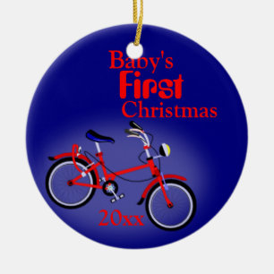 Pojke Första jul Bicycle Julgransprydnad Keramik
