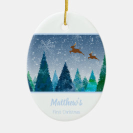 Pojke Första julhelgens snöflingfoto Julgransprydnad Keramik