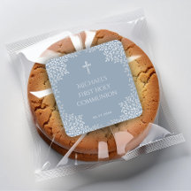 Pojke Första Kommunion Dammigt Blå Falska Silverbl