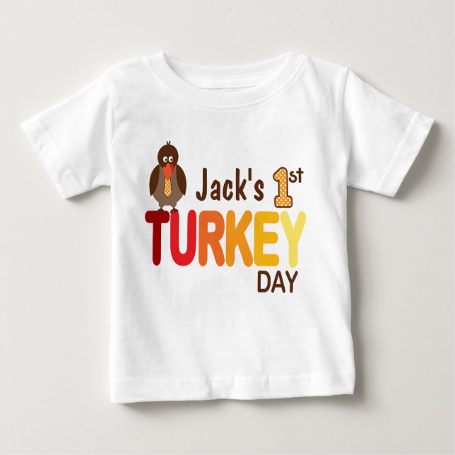 Pojke - första Thanksgivingen i Turkiet Tee Shirt (Framsida)