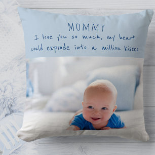 Pojke-foto och -meddelande till Mamma Kudde